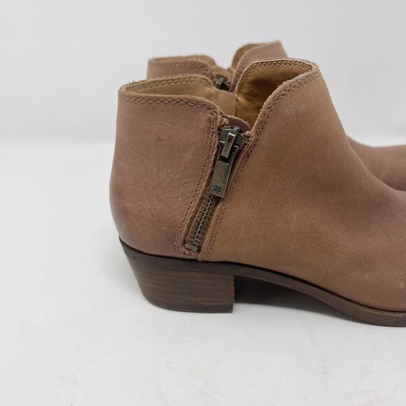 Lucky Brand Womens 6 Brown Burklee Zip Ankle Leather Booties Stacked Block Heel - Picture 4 of 13